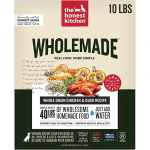 Human Grade Wholemade™ ydrated Dog ood, Whole Grain Dog ood, Chicken & Duck, 10 lb (makes 40lbs)